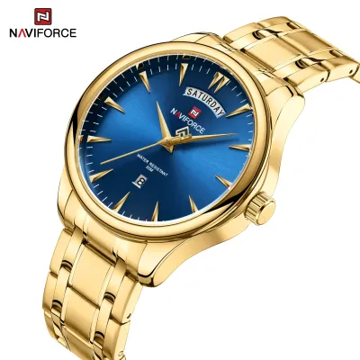 NAVIFORCE 9213 New Men Wristwatch Top Brand Luxury Date Week Man Watch Stainless Steel Classic Quartz Original Male Clock
