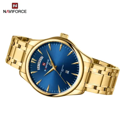 NAVIFORCE 9213 New Men Wristwatch Top Brand Luxury Date Week Man Watch Stainless Steel Classic Quartz Original Male Clock