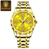 Poedagar 615 Top Brand Luxury Man Wristwatch Waterproof Luminous Date Week Men Watches Stainless Steel Quartz Men's Watch