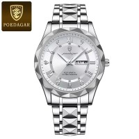 Poedagar 615 Top Brand Luxury Man Wristwatch Waterproof Luminous Date Week Men Watches Stainless Steel Quartz Men's Watch