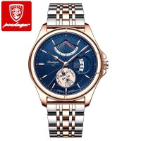 Poedagar 802 Watch Fashion Man Waterproof Leather and Stainless Steel Watches Luxury Luminous Quartz Calendar Men Clock Simple Sports Men's Wristwatch