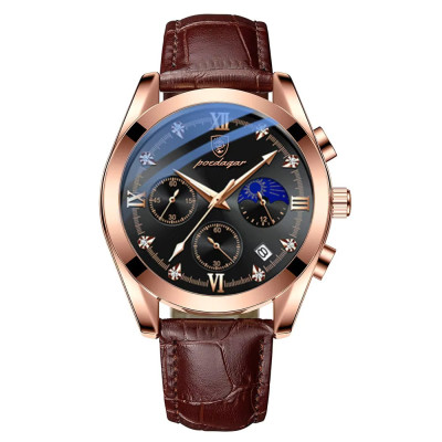 Poedagar 806 Men Watch Sport Chronograph Fashion Date Quartz Wristwatch Top Luxury Waterproof Luminous Steel Band Watch
