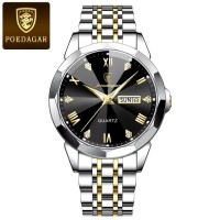 Poedagar 810 Luxury Men Wristwatch Business Waterproof Luminous Date Week Man Watch Stainless Steel Band Men's Quartz Watches Sports