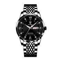 Poedagar 836 Men Watch Stainless Steel Top Quailty Luxury Push Button Hidden Clasp Waterproof Luminous Date Week Sport Wrist Watches