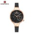 NAVIFORCE 5001 Women Watches Top Luxury Brand Ladies Quartz Watches Genuine Leather Watchband Casual Wrist Watches Gift For Girls - Rose Gold Black