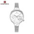 NAVIFORCE 5001 Women Watches Top Luxury Brand Ladies Quartz Watches Genuine Leather Watchband Casual Wrist Watches Gift For Girls - Silver White