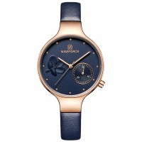 NAVIFORCE 5001 Women Watches Top Luxury Brand Ladies Fashion Simple Quartz Female Waterproof Watch Lady Casual Clock - Rose Gold Blue