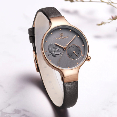 NAVIFORCE 5001 Women Watches Top Luxury Brand Ladies Fashion Simple Quartz Female Waterproof Watch Lady Casual Clock - Rose Gold Gray