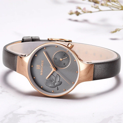 NAVIFORCE 5001 Women Watches Top Luxury Brand Ladies Fashion Simple Quartz Female Waterproof Watch Lady Casual Clock - Rose Gold Gray