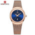 NAVIFORCE 5004 Women Watch Business Quartz Watch Lady Stainless Steel Top Brand Luxury Waterproof Female Wristwatch Girls Clock - RoseGold Blue