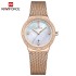 NAVIFORCE 5005 Stainless Steel Analog With Stone Quartz Fashion Casual Watch For Women - RoseGold White