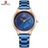 NAVIFORCE 5008 Top Brand Casual Women Wristwatches Original Classic Stainless Steel Band Watch Dress Bracelet Girls Clock Gift - RoseGold Blue