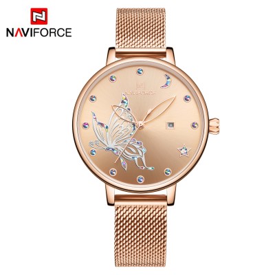 NAVIFORCE 5011 Women Watch Luxury Brand Simple Quartz Ladies Waterproof Wristwatch Fashion Casual Watches Girl Clock - RoseGold