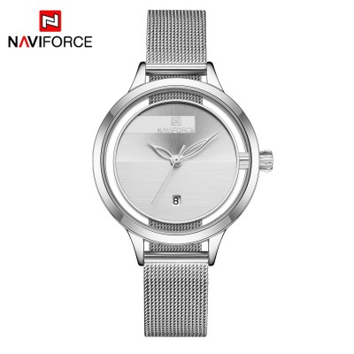 NAVIFORCE 5014 Fashion Eligent Casual Formal Mesh Stainless Steel Analog Watch For Women - Silver