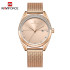 NAVIFORCE 5015 Women Watches Top Luxury Brand Ladies Quartz Watches Genuine Leather Watchband Casual Wrist Watches Gift For Girls - RoseGold