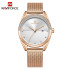 NAVIFORCE 5015 Women Watches Top Luxury Brand Ladies Quartz Watches Genuine Leather Watchband Casual Wrist Watches Gift For Girls - RoseGold White