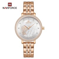 NAVIFORCE 5017 Stone Style Watch Women Watches Ladies Creative Steel Women's Bracelet Watches