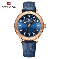 NAVIFORCE 5020 New Women Luxury Quartz Watch Ladies Fashion Casual Simple Wristwatch Luminous Pointer Leather Wristband Clock