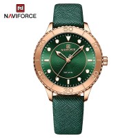 NAVIFORCE 5020 New Women Luxury Quartz Watch Ladies Fashion Casual Simple Wristwatch Luminous Pointer Leather Wristband Clock