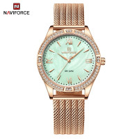 NAVIFORCE 5028 Women's Casual Quartz Watch Original Watches Strap Lady Wristwatches Clock for Female