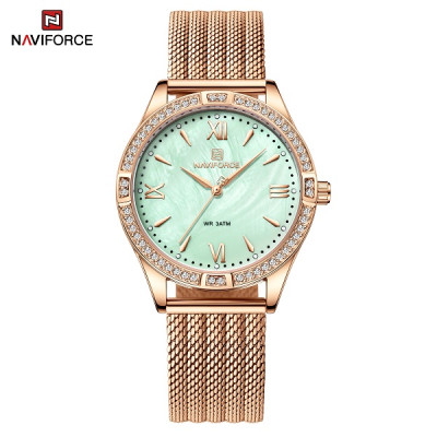 NAVIFORCE 5028 Women's Casual Quartz Watch Original Watches Strap Lady Wristwatches Clock for Female