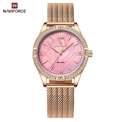 NAVIFORCE 5028 Women's Casual Quartz Watch Original Watches Strap Lady Wristwatches Clock for Female