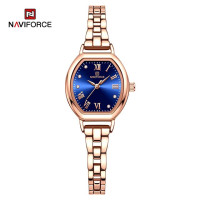 NAVIFORCE 5035 Ladies High Quality Stainless Steel Bracelet Elegant Barrel Shape Dress Watch