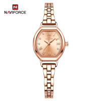 NAVIFORCE 5035 Ladies High Quality Stainless Steel Bracelet Elegant Barrel Shape Dress Watch