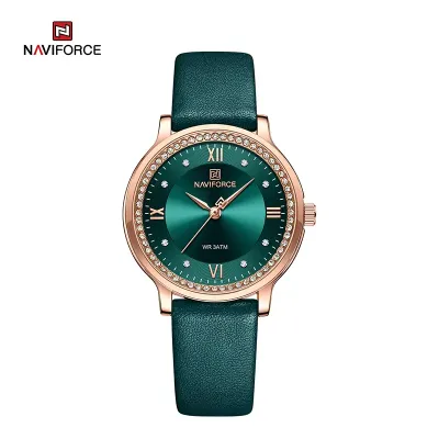 NAVIFORCE 5036 PU Leather Luxury Brand Quartz Lady Wristwatch Fashion  Analog Watch For Women