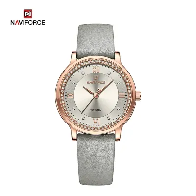 NAVIFORCE 5036 PU Leather Luxury Brand Quartz Lady Wristwatch Fashion  Analog Watch For Women
