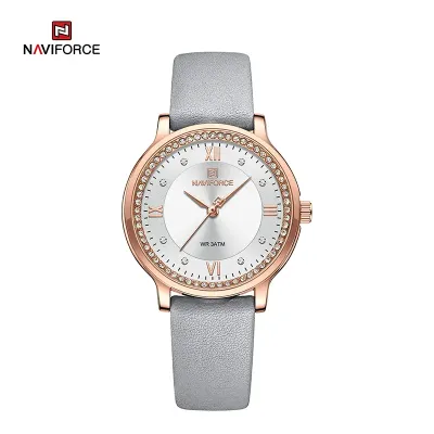 NAVIFORCE 5036 PU Leather Luxury Brand Quartz Lady Wristwatch Fashion  Analog Watch For Women