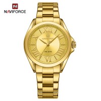 NAVIFORCE 5037 Fashion Ladies' Watch Casual Roman Numerals Creative Dial Stainless Steel Waterproof Quartz Wristwatches for Women