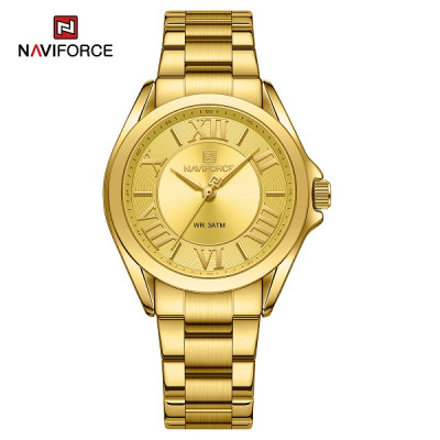 NAVIFORCE 5037 Fashion Ladies' Watch Casual Roman Numerals Creative Dial Stainless Steel Waterproof Quartz Wristwatches for Women