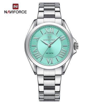 NAVIFORCE 5037 Fashion Ladies' Watch Casual Roman Numerals Creative Dial Stainless Steel Waterproof Quartz Wristwatches for Women