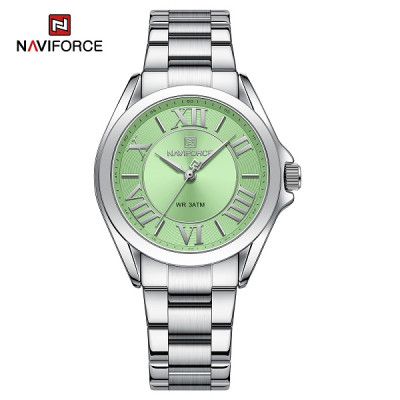 NAVIFORCE 5037 Fashion Ladies' Watch Casual Roman Numerals Creative Dial Stainless Steel Waterproof Quartz Wristwatches for Women