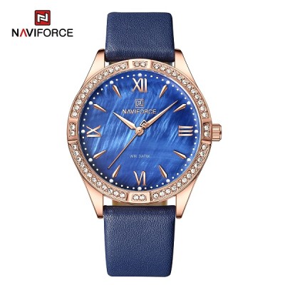 NAVIFORCE 5038 PU Leather Fashion Ladies' Watch Casual Quartz Wristwatches Analog Watch For Women