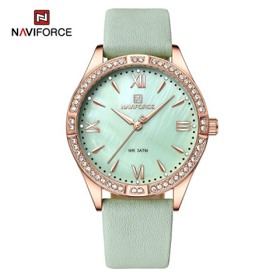 NAVIFORCE 5038 PU Leather Fashion Ladies' Watch Casual Quartz Wristwatches Analog Watch For Women