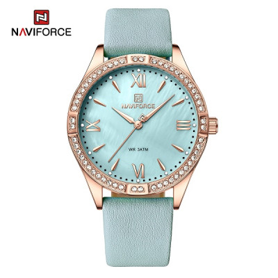 NAVIFORCE 5038 PU Leather Fashion Ladies' Watch Casual Quartz Wristwatches Analog Watch For Women