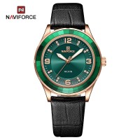 NAVIFORCE 5040 Elegant Leather Strap Watch for Women 3ATM Waterproof Business Female Wristwatch Casual Dress Wild Ladies Clock 