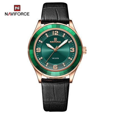 NAVIFORCE 5040 Elegant Leather Strap Watch for Women 3ATM Waterproof Business Female Wristwatch Casual Dress Wild Ladies Clock 