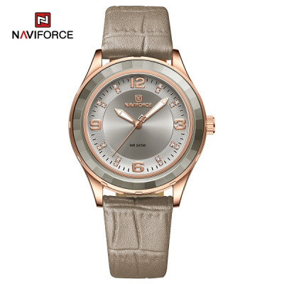 NAVIFORCE 5040 Elegant Leather Strap Watch for Women 3ATM Waterproof Business Female Wristwatch Casual Dress Wild Ladies Clock 