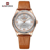 NAVIFORCE 5040 Elegant Leather Strap Watch for Women 3ATM Waterproof Business Female Wristwatch Casual Dress Wild Ladies Clock 