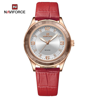 NAVIFORCE 5040 Elegant Leather Strap Watch for Women 3ATM Waterproof Business Female Wristwatch Casual Dress Wild Ladies Clock 