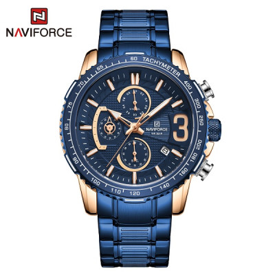 NAVIFORCE NF8017 Men Watch Luxury Stainless Steel Business Wristwatch Fashion Waterproof Sport