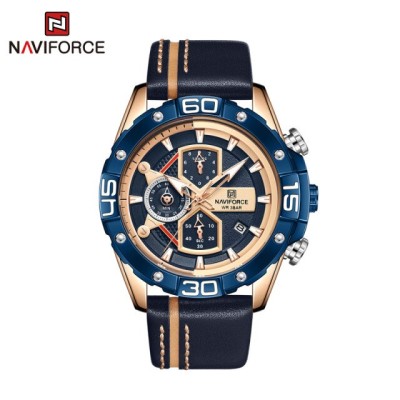 NAVIFORCE NF8018 Men's Sports Watch Men's Leather Chronograph luxury brand Water Resistant