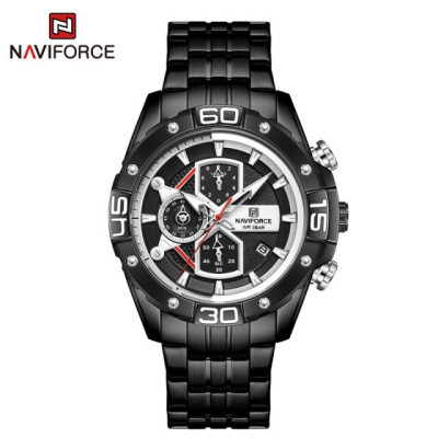 NAVIFORCE NF8018 Men's Sports Watch Men's Stainless Steel Chronograph luxury brand Water Resistant