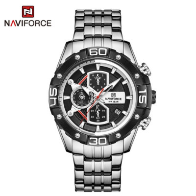 NAVIFORCE NF8018 Men's Sports Watch Men's Stainless Steel Chronograph luxury brand Water Resistant