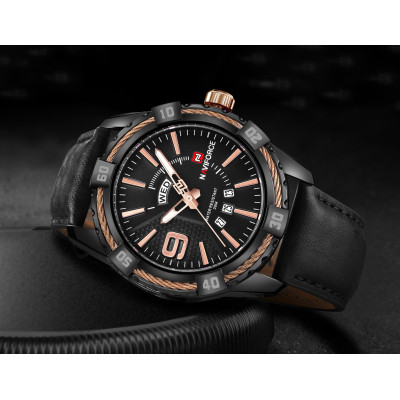 NAVIFORCE NF9117 Fashion Watch for Men Luxury Sport Waterproof Military WristWatch Business Casual Leather Strap Date