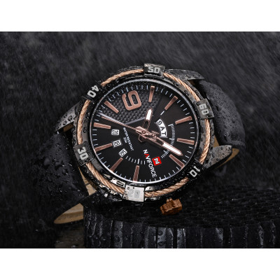 NAVIFORCE NF9117 Fashion Watch for Men Luxury Sport Waterproof Military WristWatch Business Casual Leather Strap Date