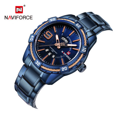 NAVIFORCE NF9117 Fashion Watch for Men Luxury Sport Waterproof Military WristWatch Business Casual Stainless Steel Strap Date